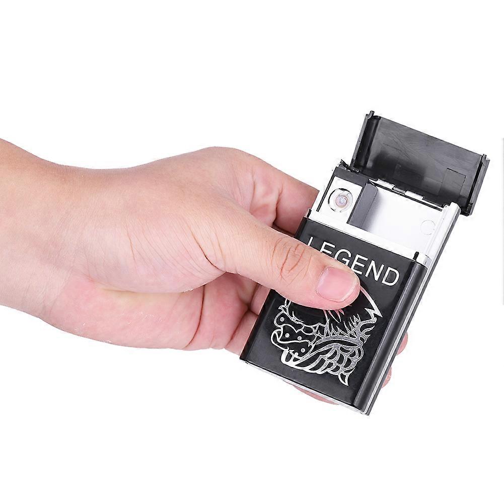 Portable 9x5.5x2cm Silver Eagle Cigarette Box with USB Lighter