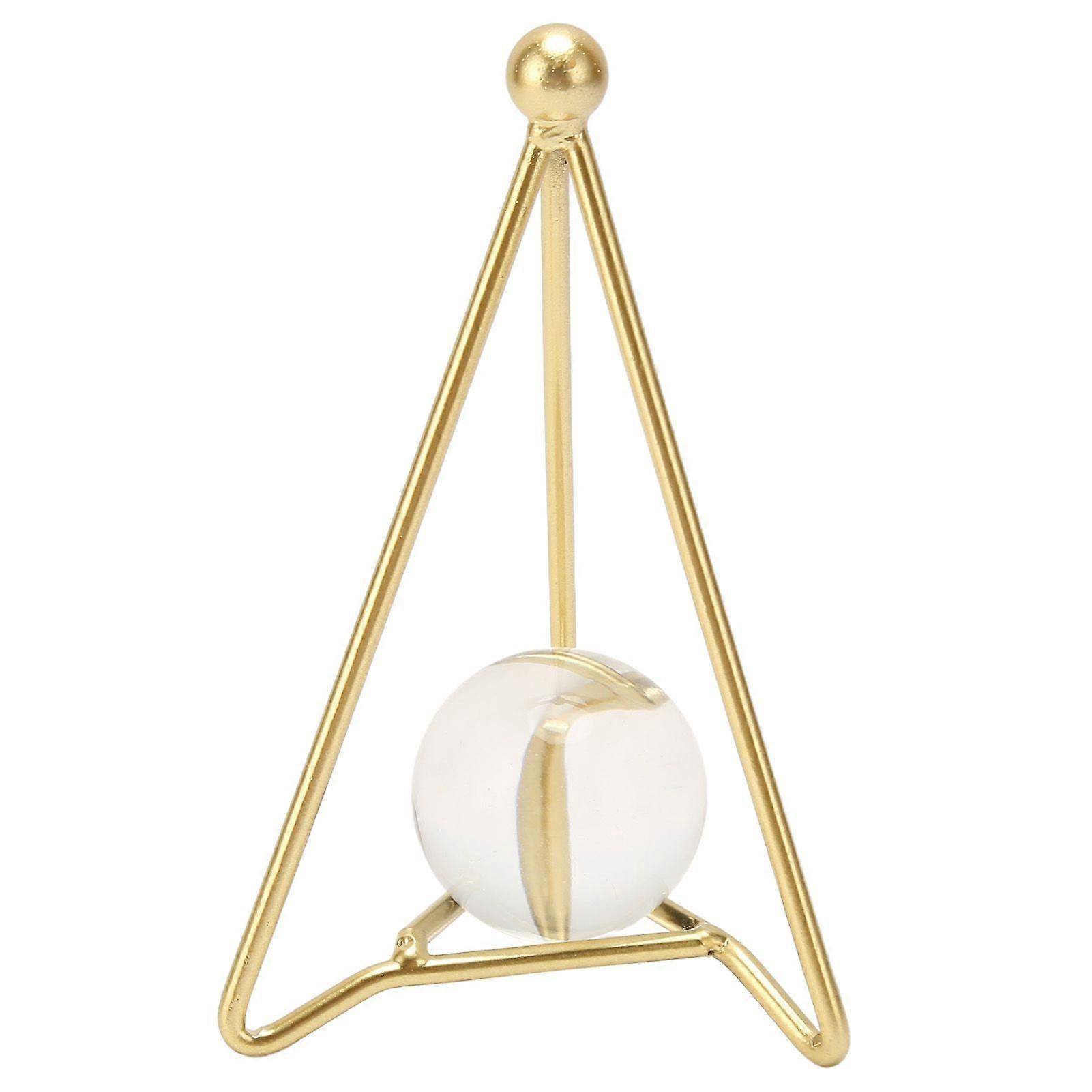 Artificial Crystal Ball with Gold Stand Geometric Abstract Art Display Living Room Home Decoration Triangle Small Size