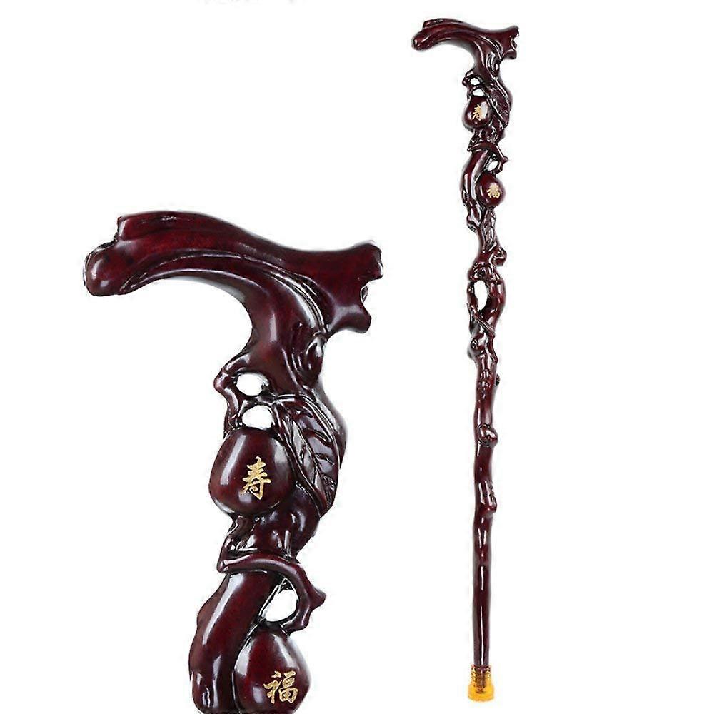 Crutches For The Elderly Solid Wood Stick - Dark Red Redwood Walker Size E Practical Gift for Seniors