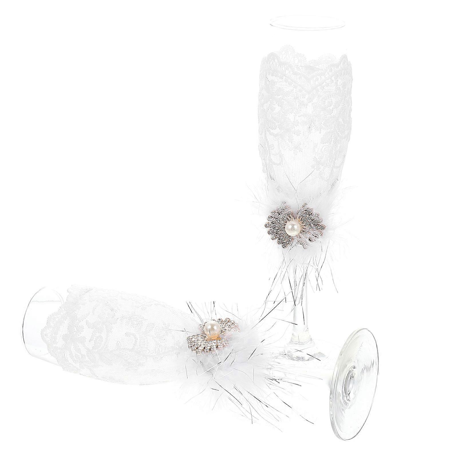 Wedding Wine Glasses Glass Goblets for Romantic Celebration 2Pcs