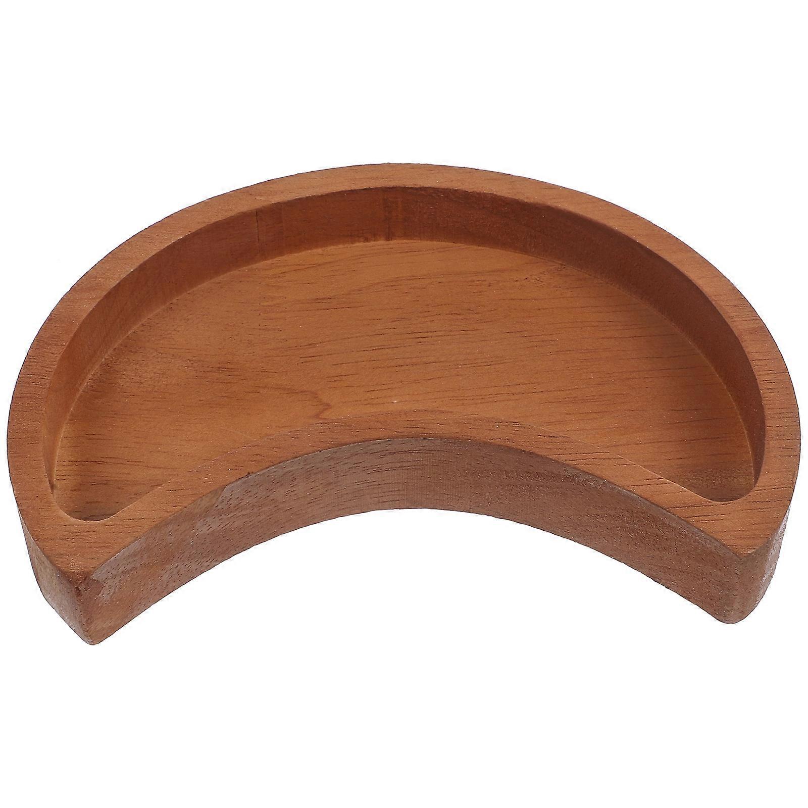 Home Use Wooden Storage Tray Moon Shaped Tray for Desktop
