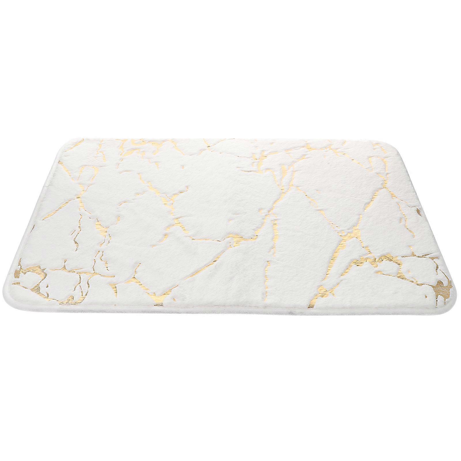 Non-Slip Bathroom Rug Mat for Home Use White Marble Pattern