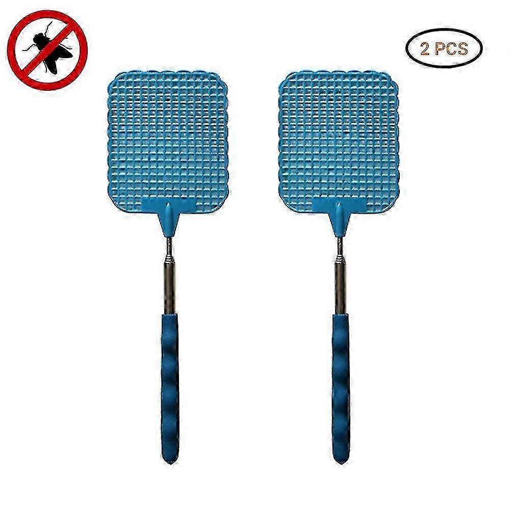 2-Pack Manual Extendable Fly Swatters with Durable Retractable Handle for Effective Pest Control