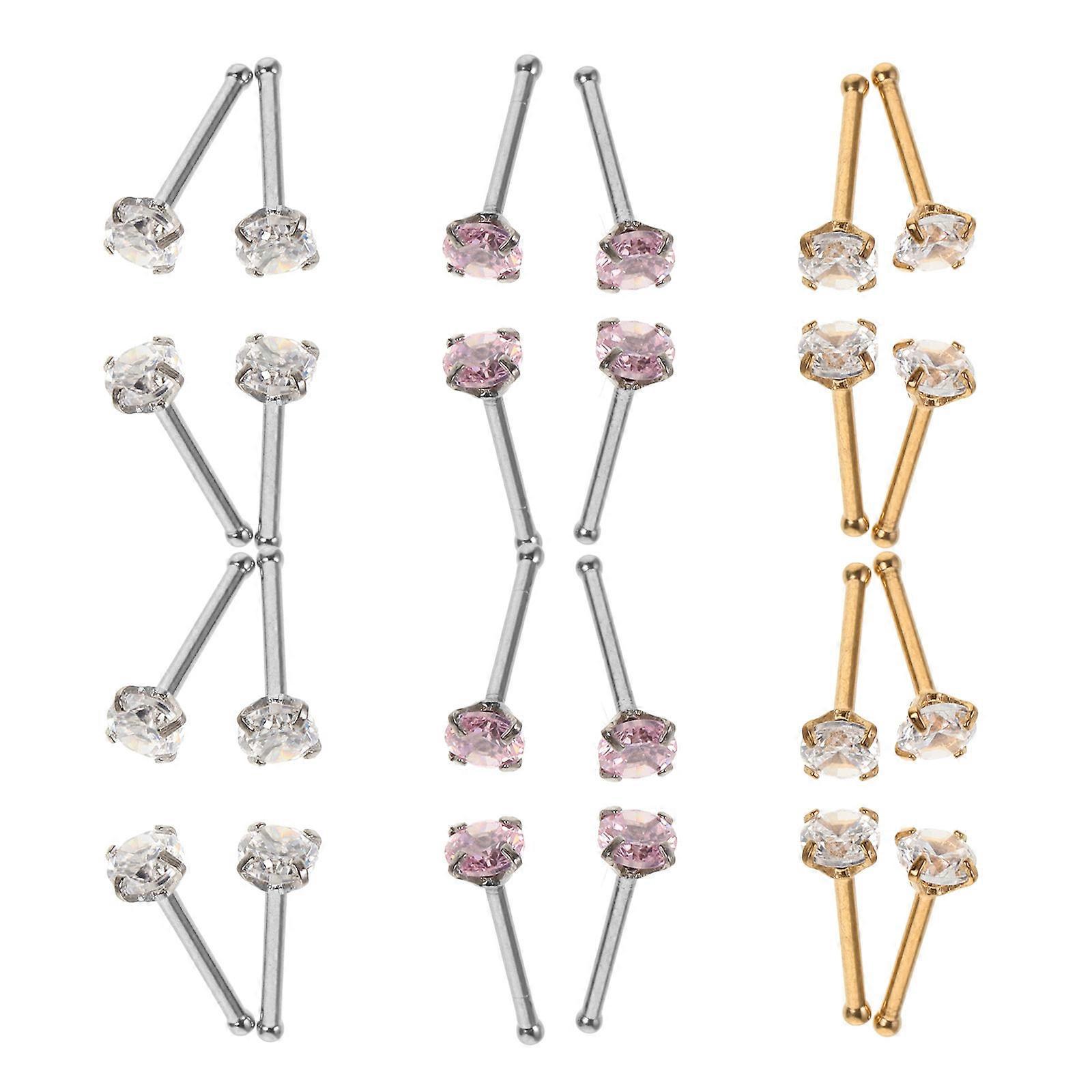 Nose Piercing Studs 24Pack Fashionable Bone Shape Assorted Color For Women Special Occasions