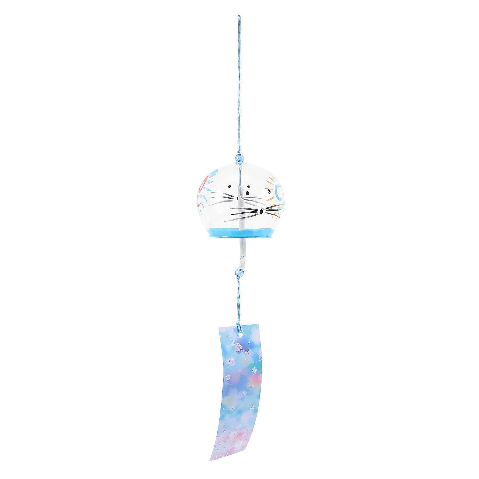 Japanese Glass Wind Chime for Decor Use Yard Wind Chime Sky-Blue