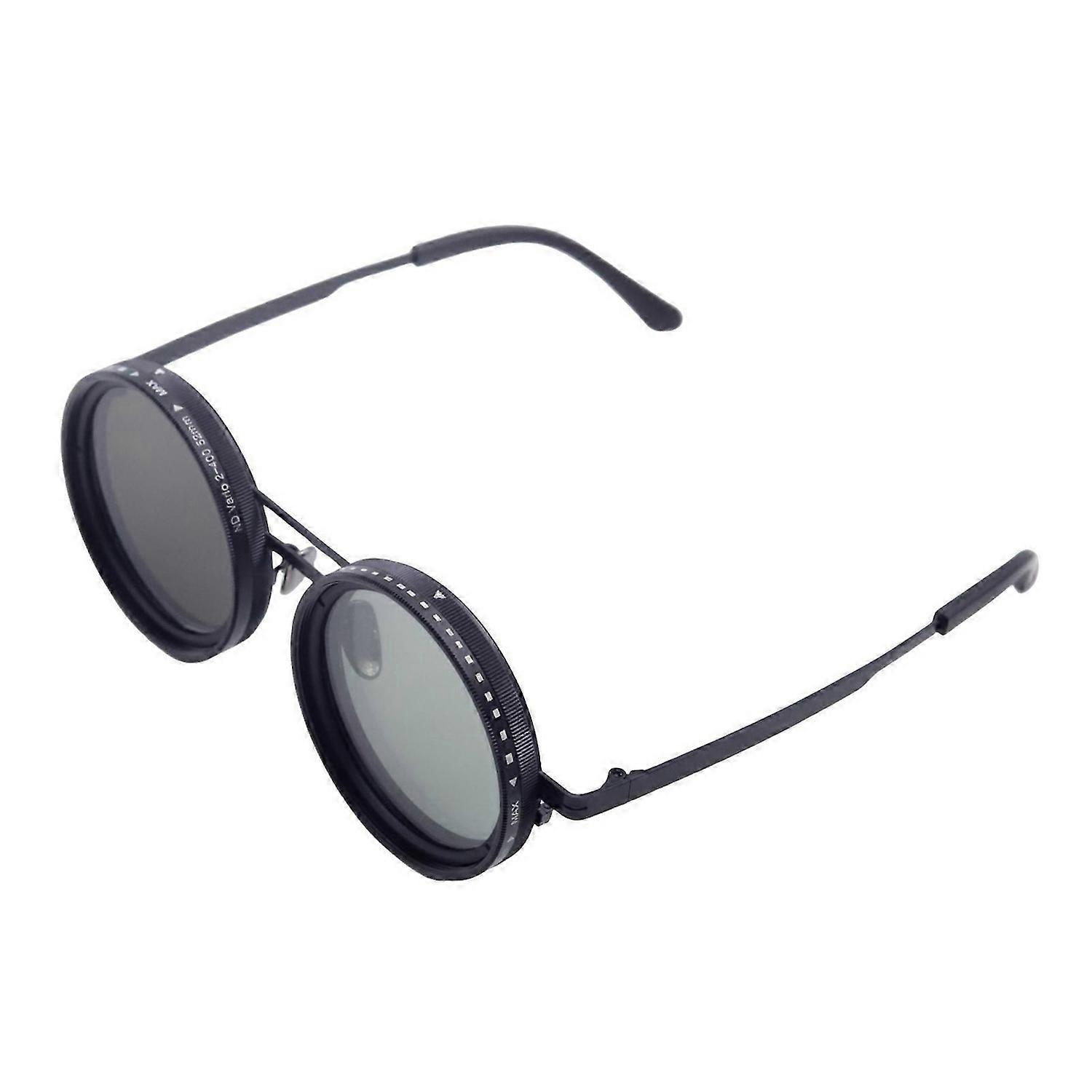 Adjustable Tint Polarized Round Sunglasses with ND9 Stepless Adjustable Sunglasses for Men,1-9 Gears