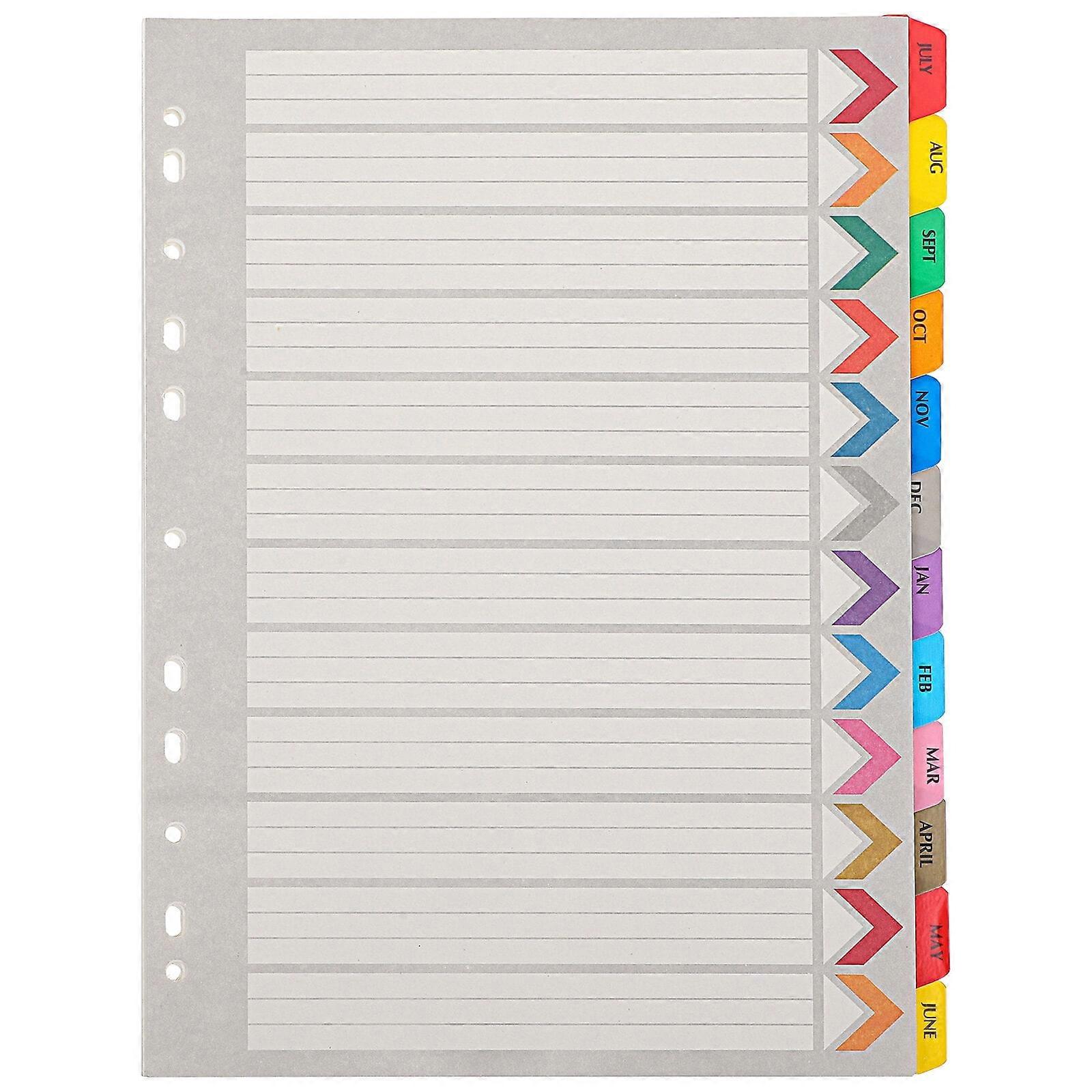 Zonh 12 Month Notebook Binder Dividers A4 Tabs for Planners