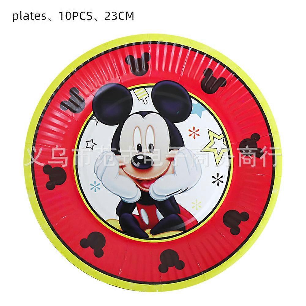 New Mickey Mouse themed party decoration supplies birthday party disposable paper plates, paper towels and tablecloths set