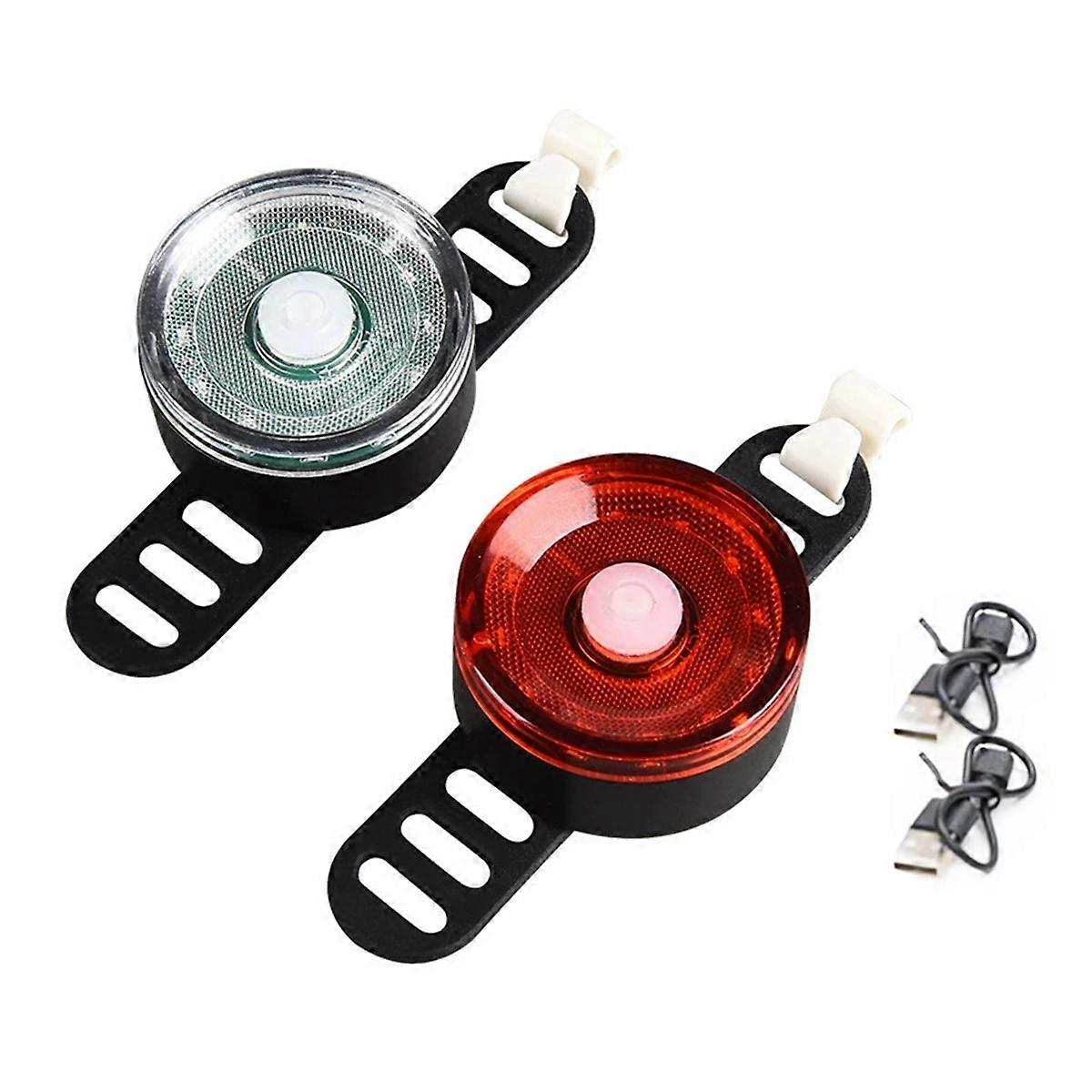 Red and White LED Cycling Lights Rechargeable Bike Light Set Flashlight USB Rechargeable Light