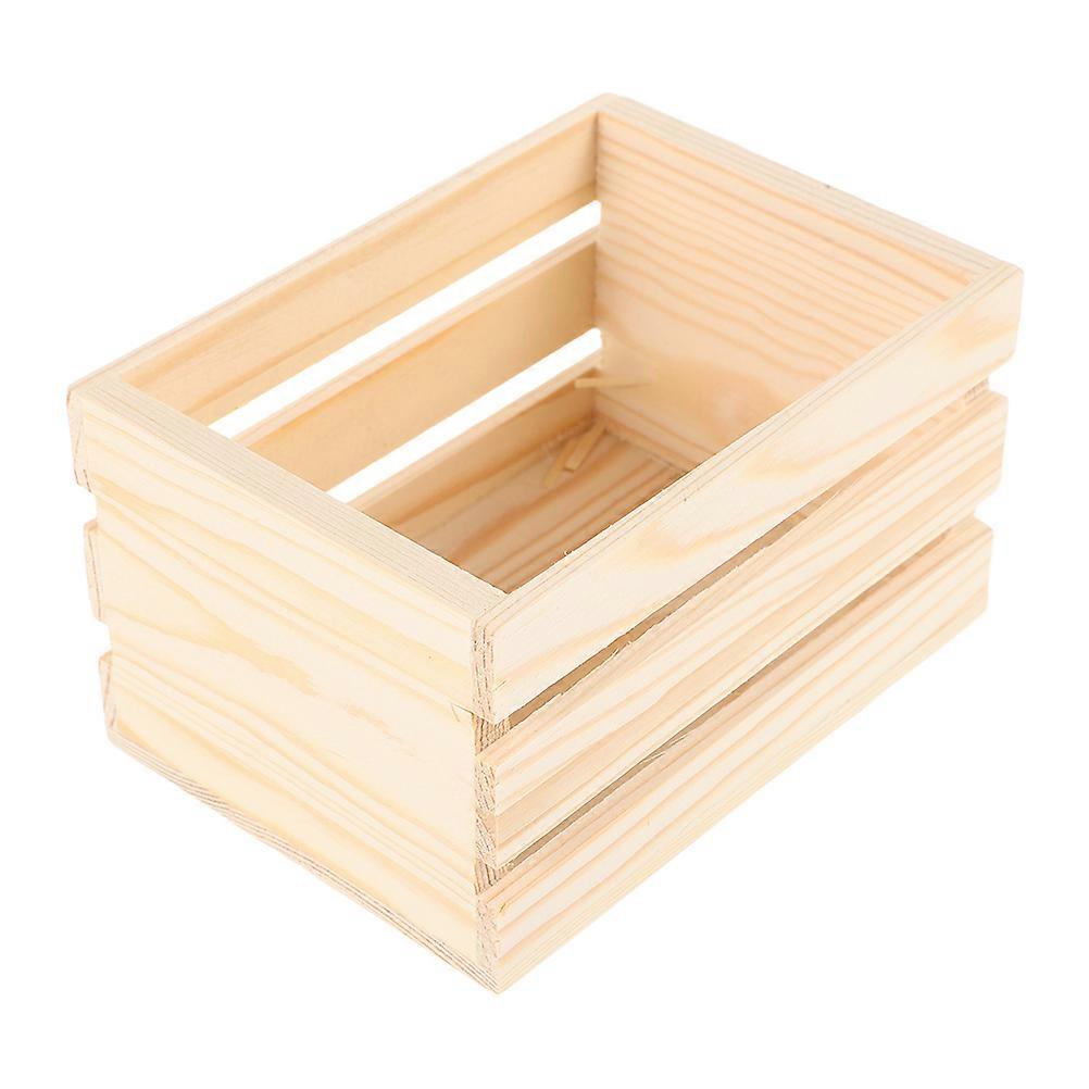Tiny Wooden Crates Dollhouse Mini Basket for Organizing 2Pcs Beige