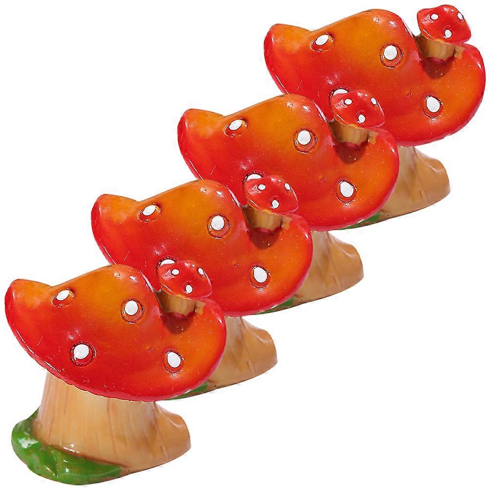 Tiny Resin Figures Mushroom Shape for Micro Landscape Multi Resin Decoration 4Pcs