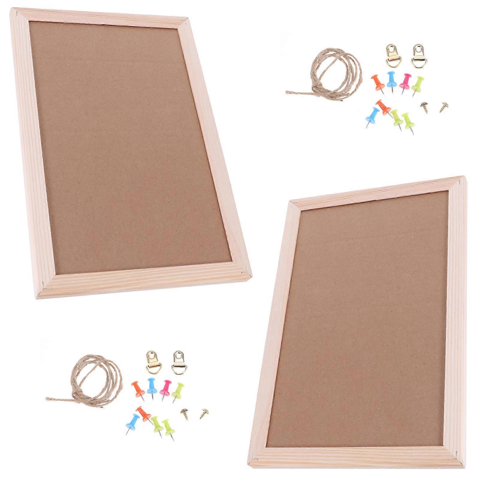 Message Board Decorative Hanging Pin Board Classroom Use Pine Material 11.79X7.86X0.59inch Displaying Notes 2Pcs
