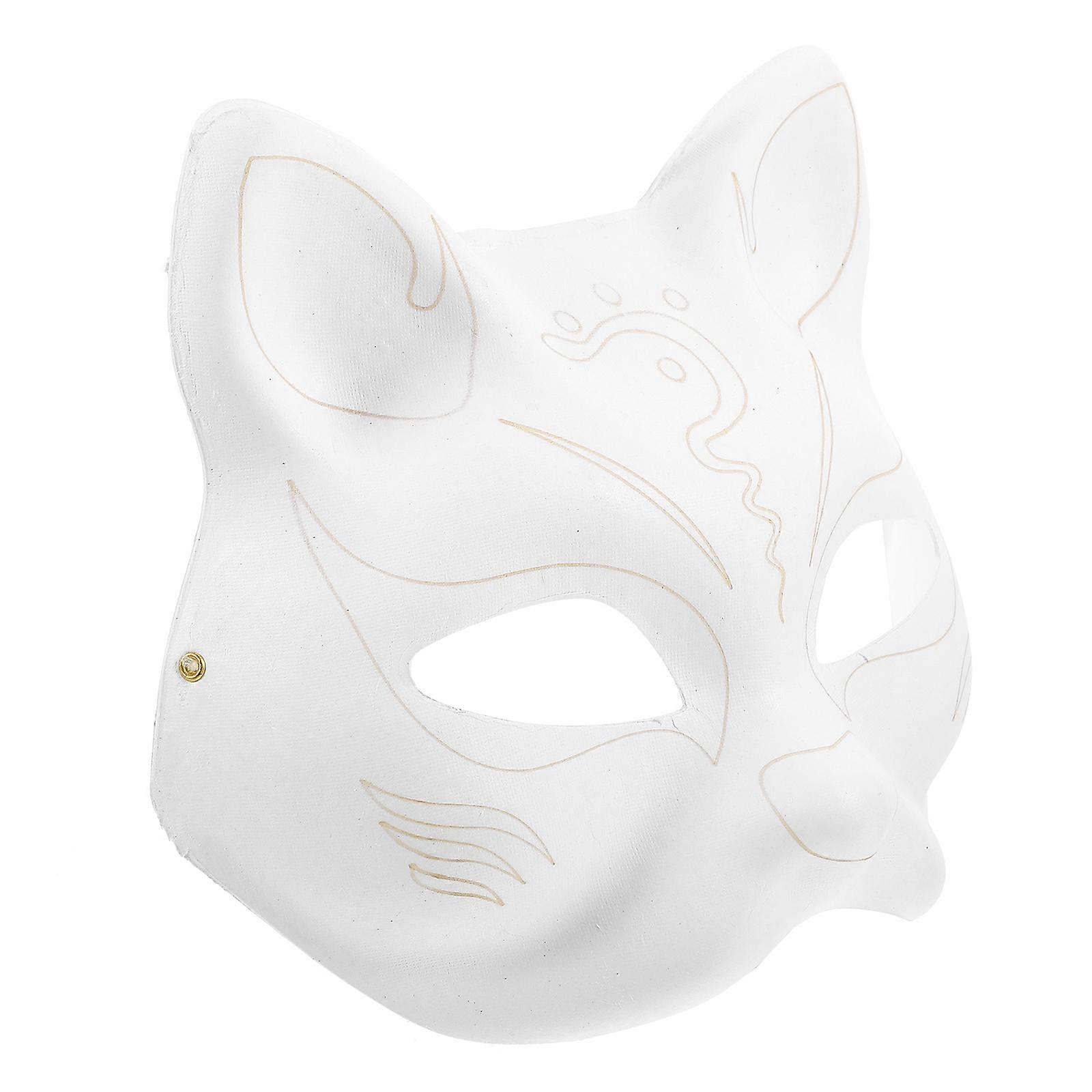 Delineating Mask 2Pcs Unpainted Cat Face for Costume Accessories DIY Stage Performance White