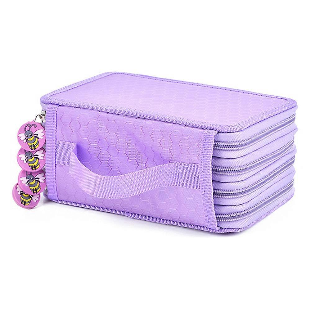 72 Slots Pen Case for Storage Colored Pen Bag Violet Large with Compartments