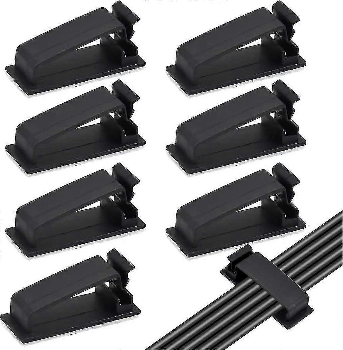 50pcs Black Adhesive Cable Clips, Cable Tidy, Electrical Wire Organizer Cable Management