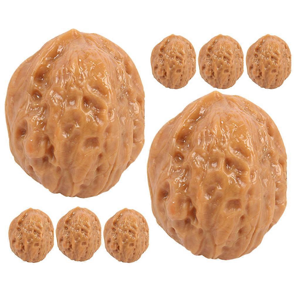 Artificial Walnuts PVC Fake Nut for Decor 40Pcs Brown Simulation Models