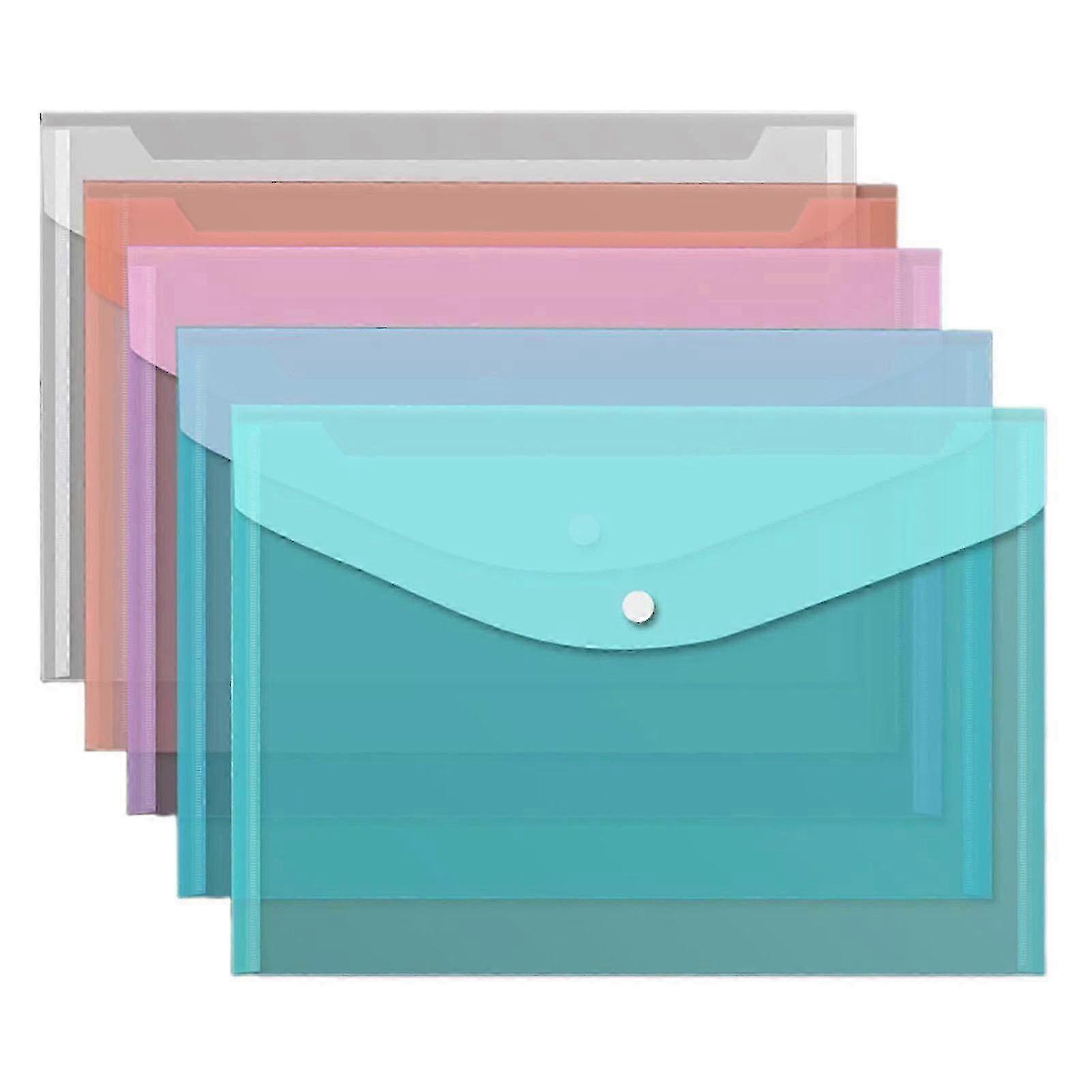 5Pcs Transparent Document Folder A4 Size Test Paper Classification Storage Pocket Waterproof Dustproof Thickened File Holders Office School Suppl