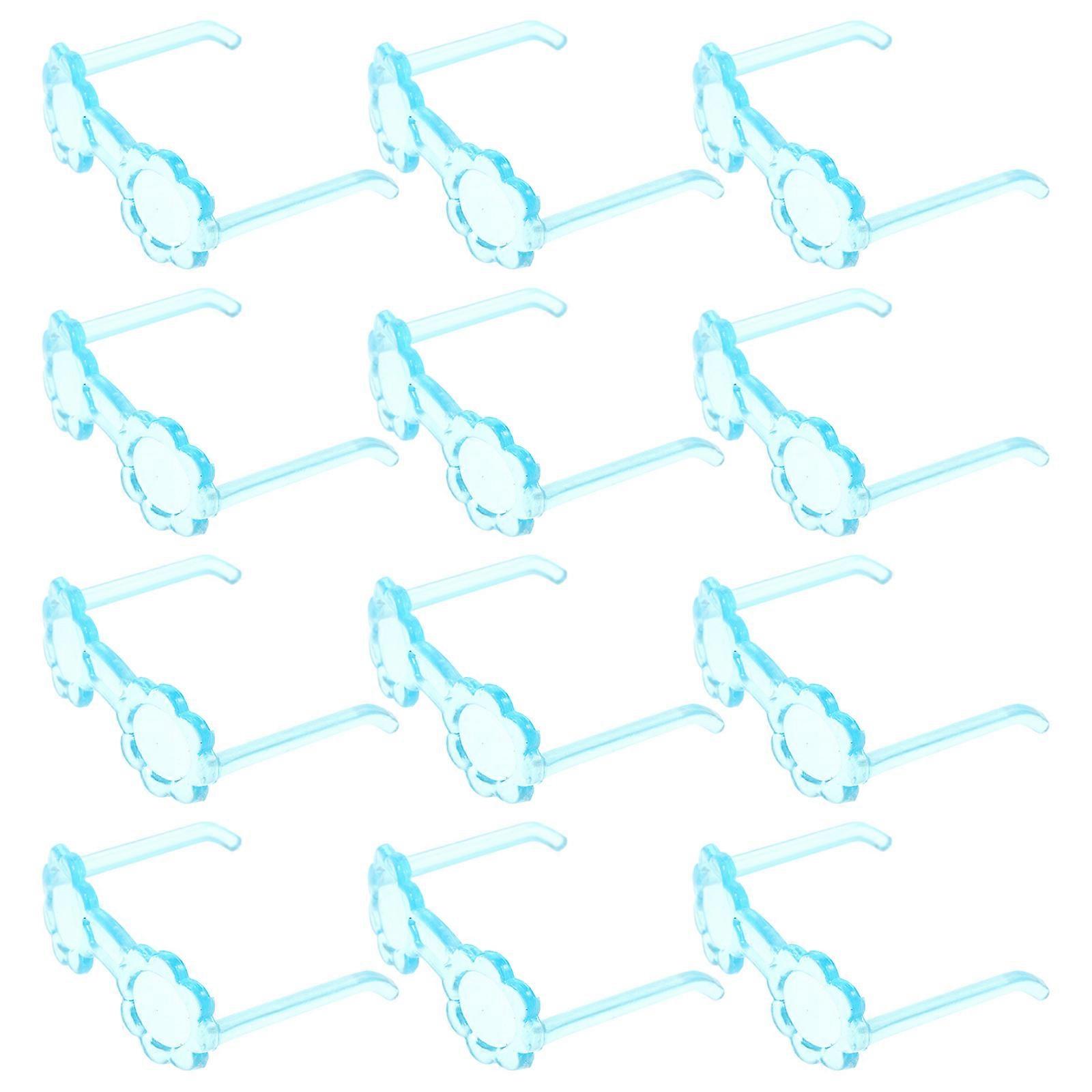 Sky-Blue Mini Doll Glasses for Decor 100Pcs Plastic Glasses Props