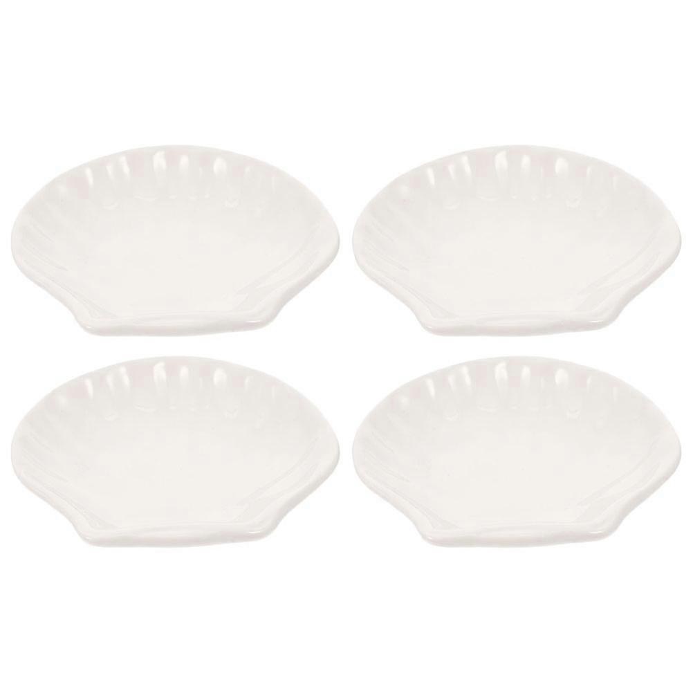 16 Pcs White Tea Bag Holders Shell Shaped Coasters For Appetizer Serving In Tea Room