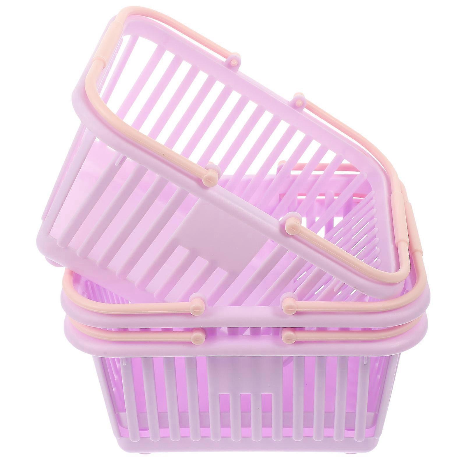 Plastic Storage Organizer Baskets 15 Pcs With Handles For Home Organization In Lavender Color 16X13X8CM