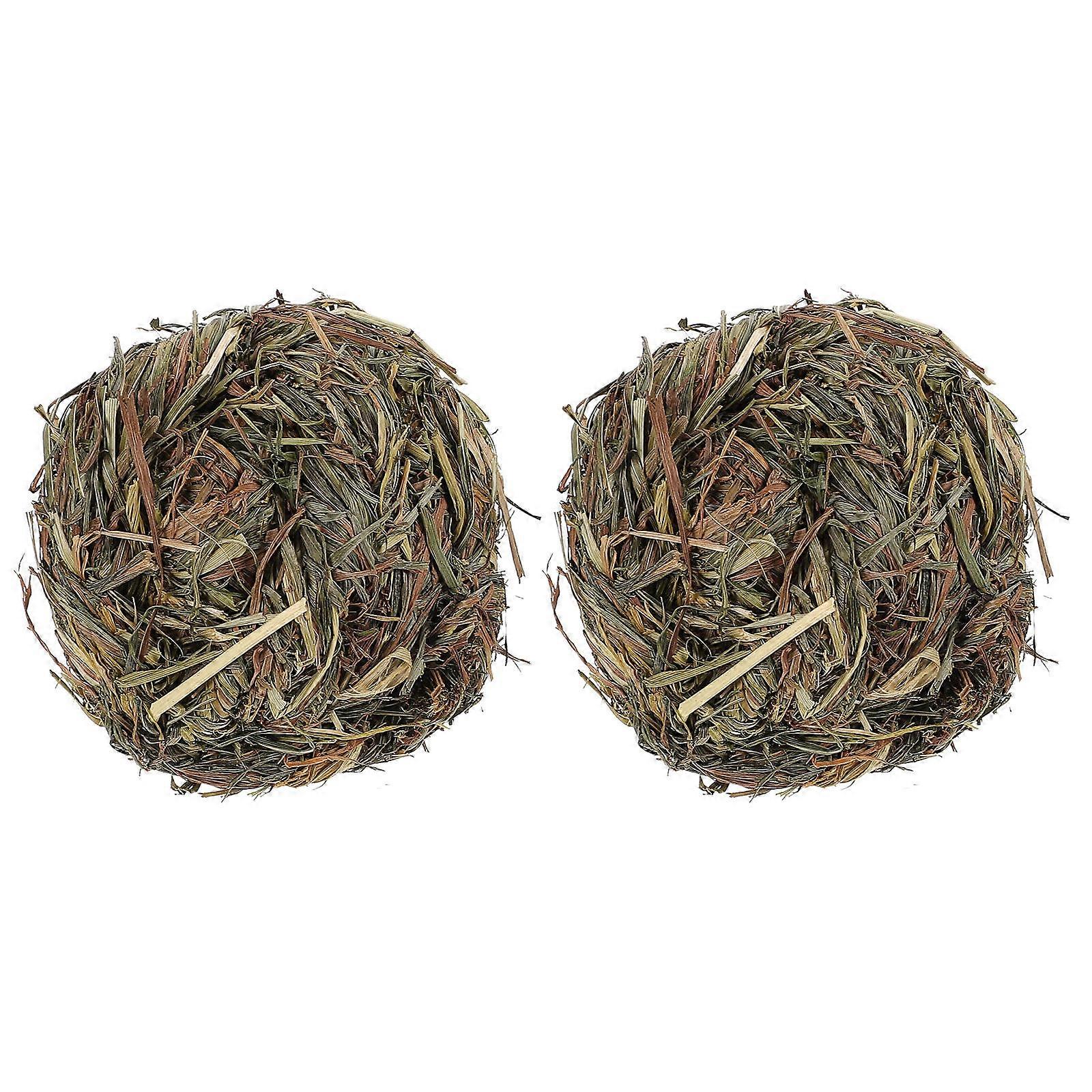 Rabbit Grass Ball Treats for Molar Cleaning 2Pcs Bunny Chew Toy