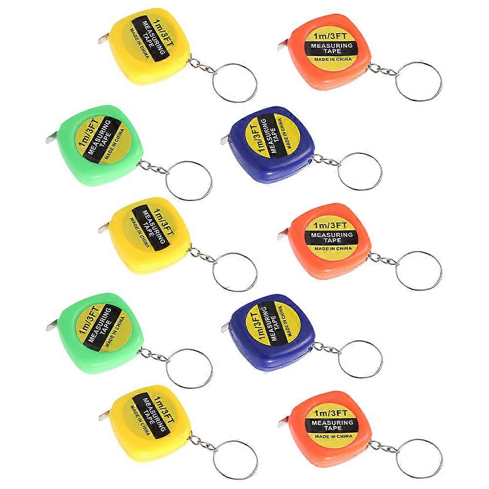 Square Shape Measuring Tape Retractable Tape Measure Pendant Men Women Children Assorted Color for 10Pcs