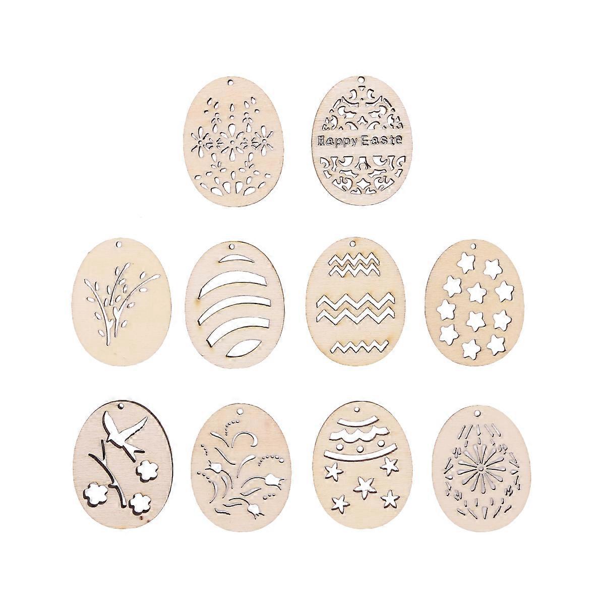 Wooden DIY Crafts Easter Egg Shape for Art Projects 50Pcs Beige Pieces