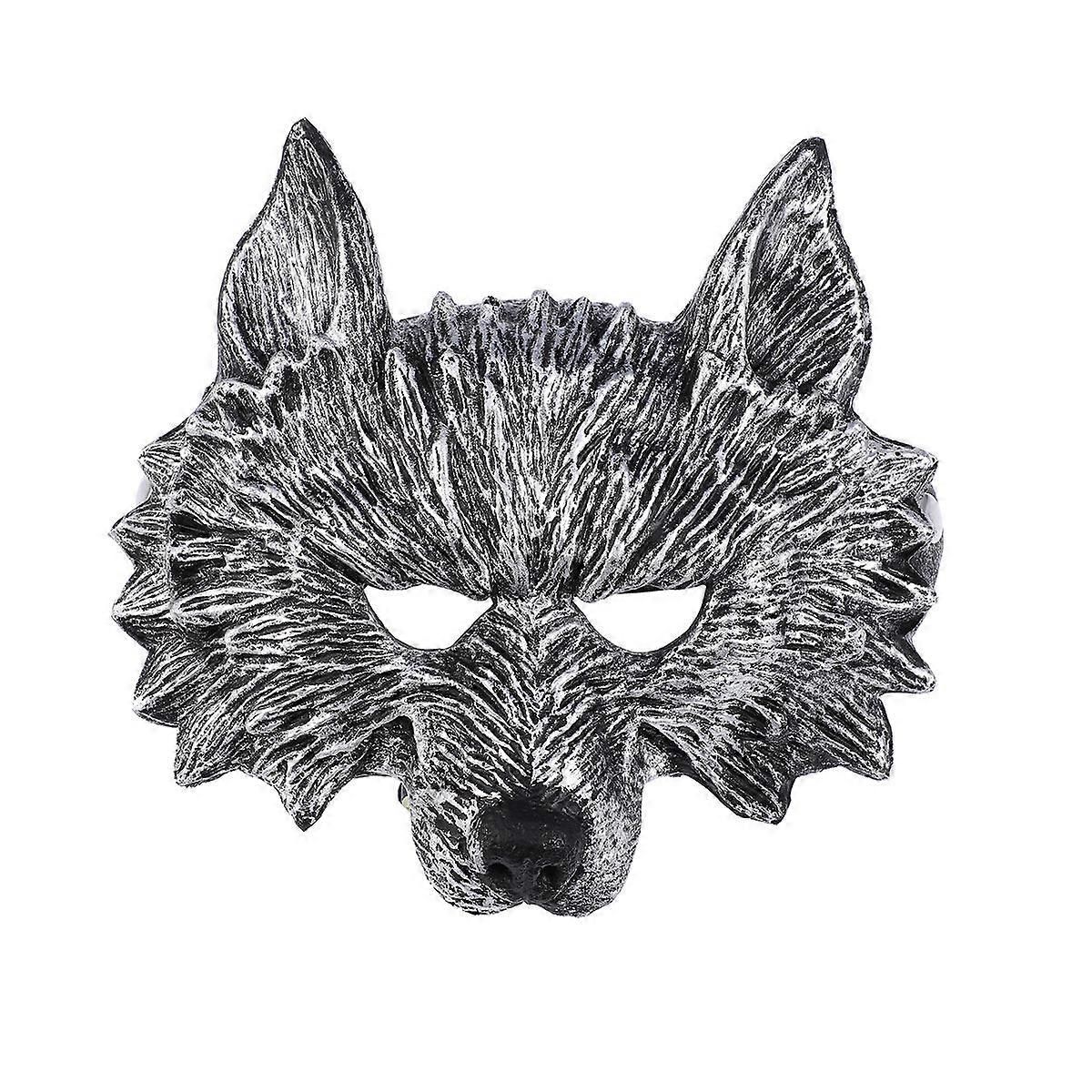 Halloween Mask Wolf Costume Accessory for Party Use 2Pcs Silver