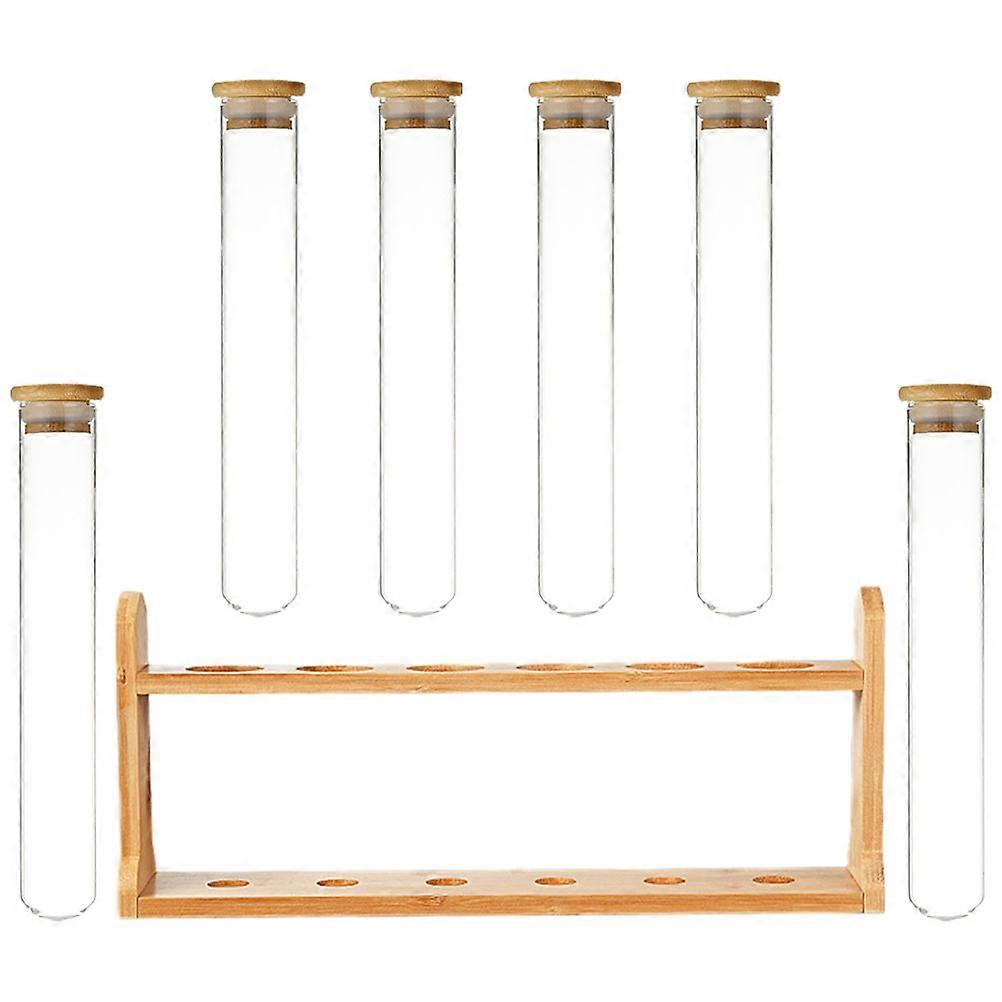 Glass Coffee Bean Display Tubes Container For Home Use With Wooden Stand Transparent Color 1 Set