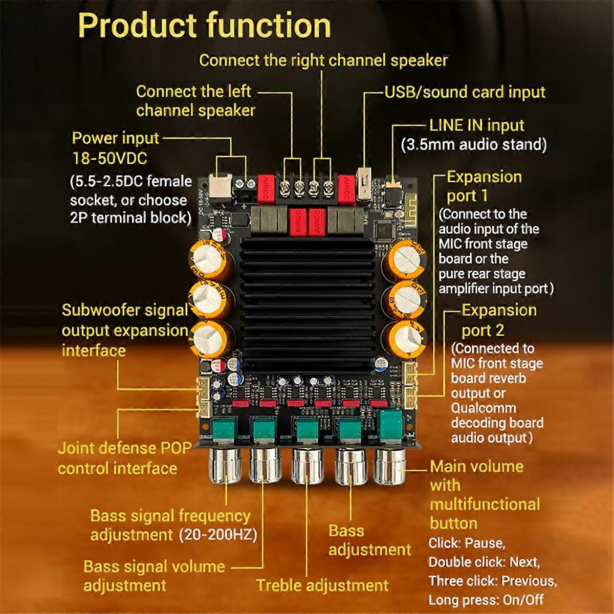 SUB600 Lead-Type Bluetooth Digital Amplifier Board TPA3255 2.0