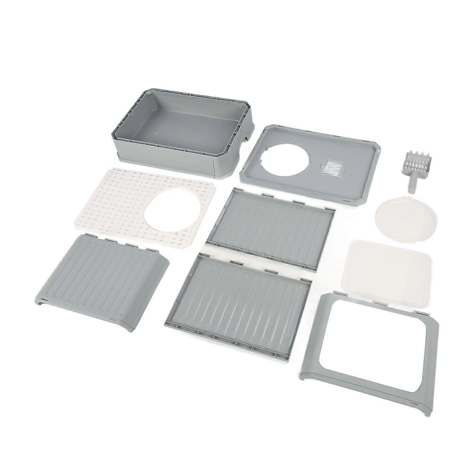 Cat Litter Box Fully Enclosed Drawer Type Prevent Leakage Large Space Kitten Toilet Box for Indoor Gray