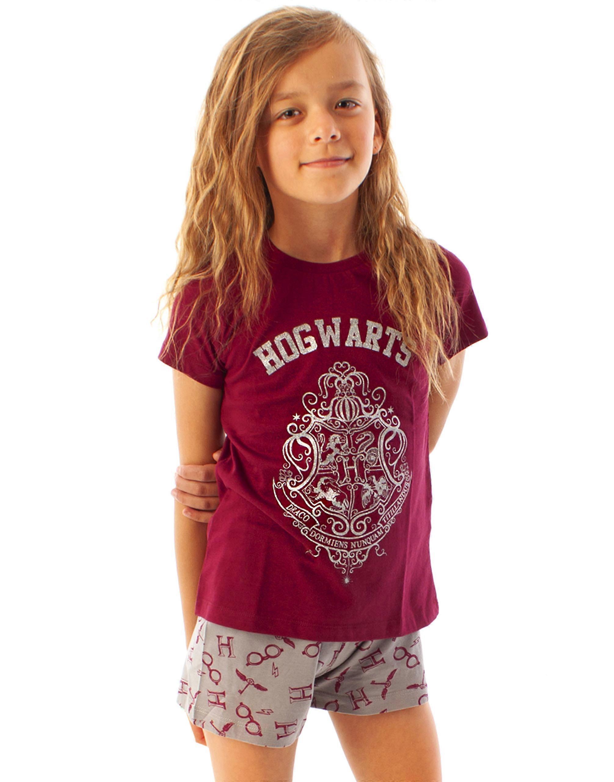 Harry Potter Kız Kısa Kollu Kısa Paça Pijama Takımı Mor Hogwarts Arması