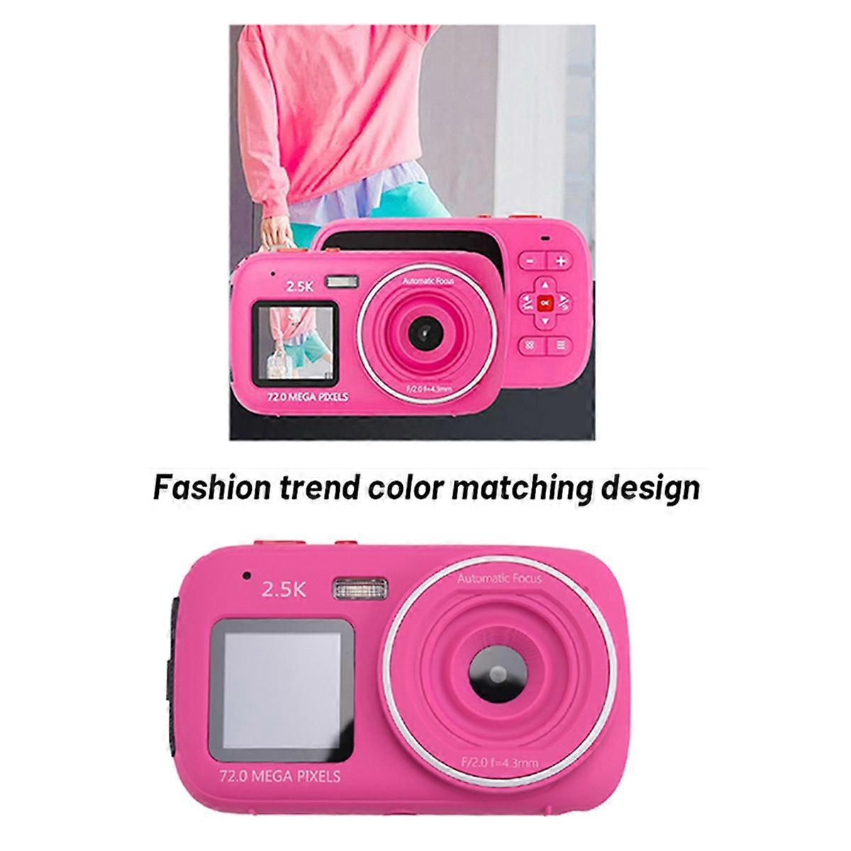 Digital Camera 16x Zoom Dual Screen 72MP HD Camera with MP3 Player Function Auto Focus Camera for Kids Red