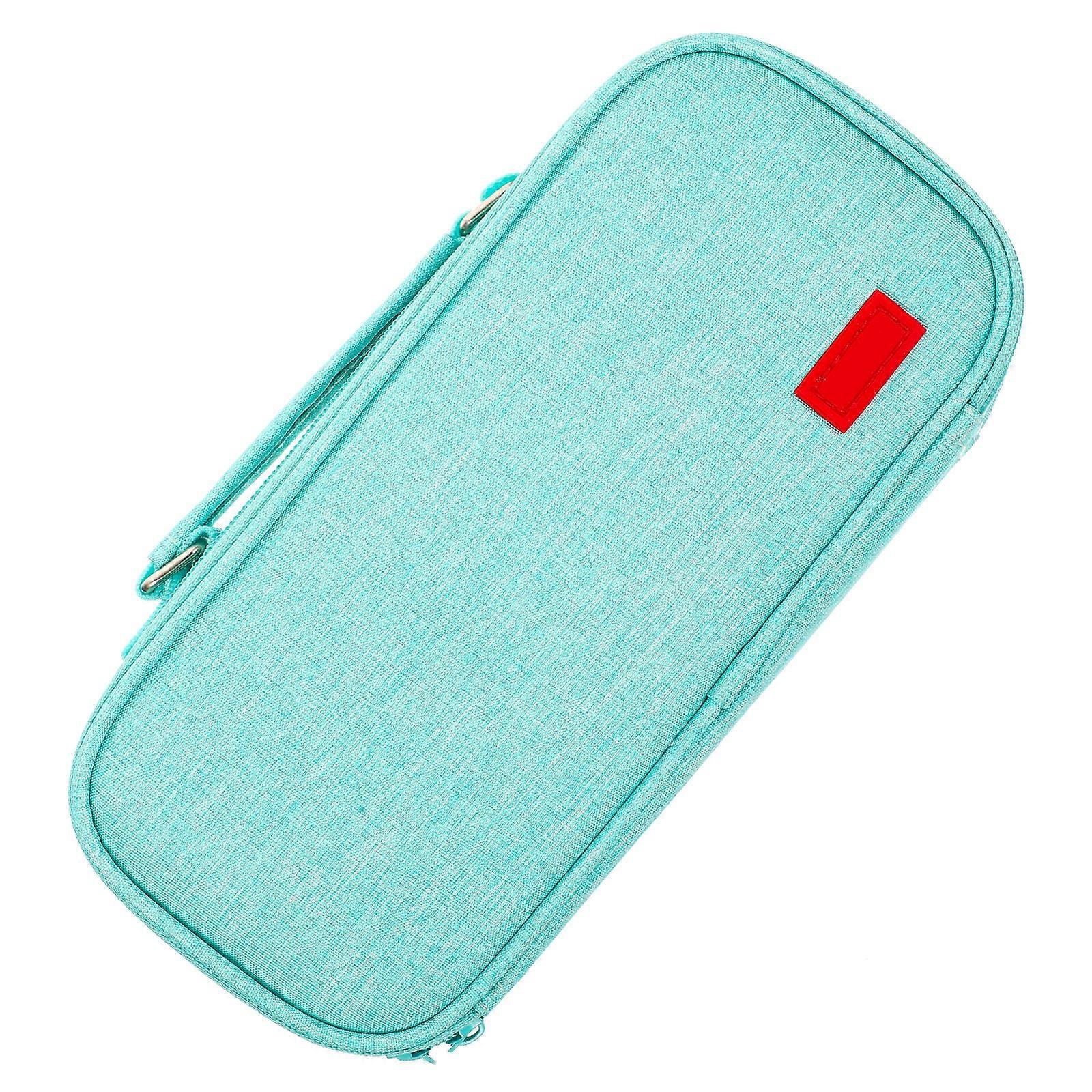 Sky-Blue Canvas Pencil Bag for Storage Multi-Function Portable Pencil Supply