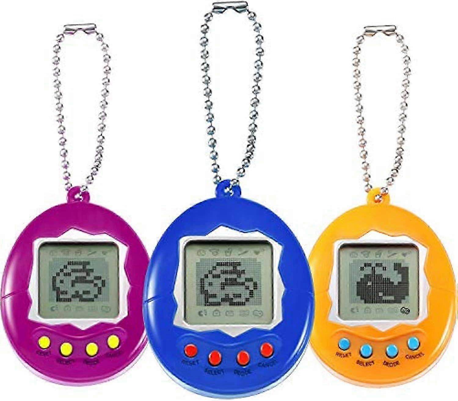 3 Pieces Virtual Electronic Digital Pets Keychain Game Keyring Electronic Toys Nostalgic Virtual Digital Pet Retro Handheld Game Machine (3 Pieces Ro