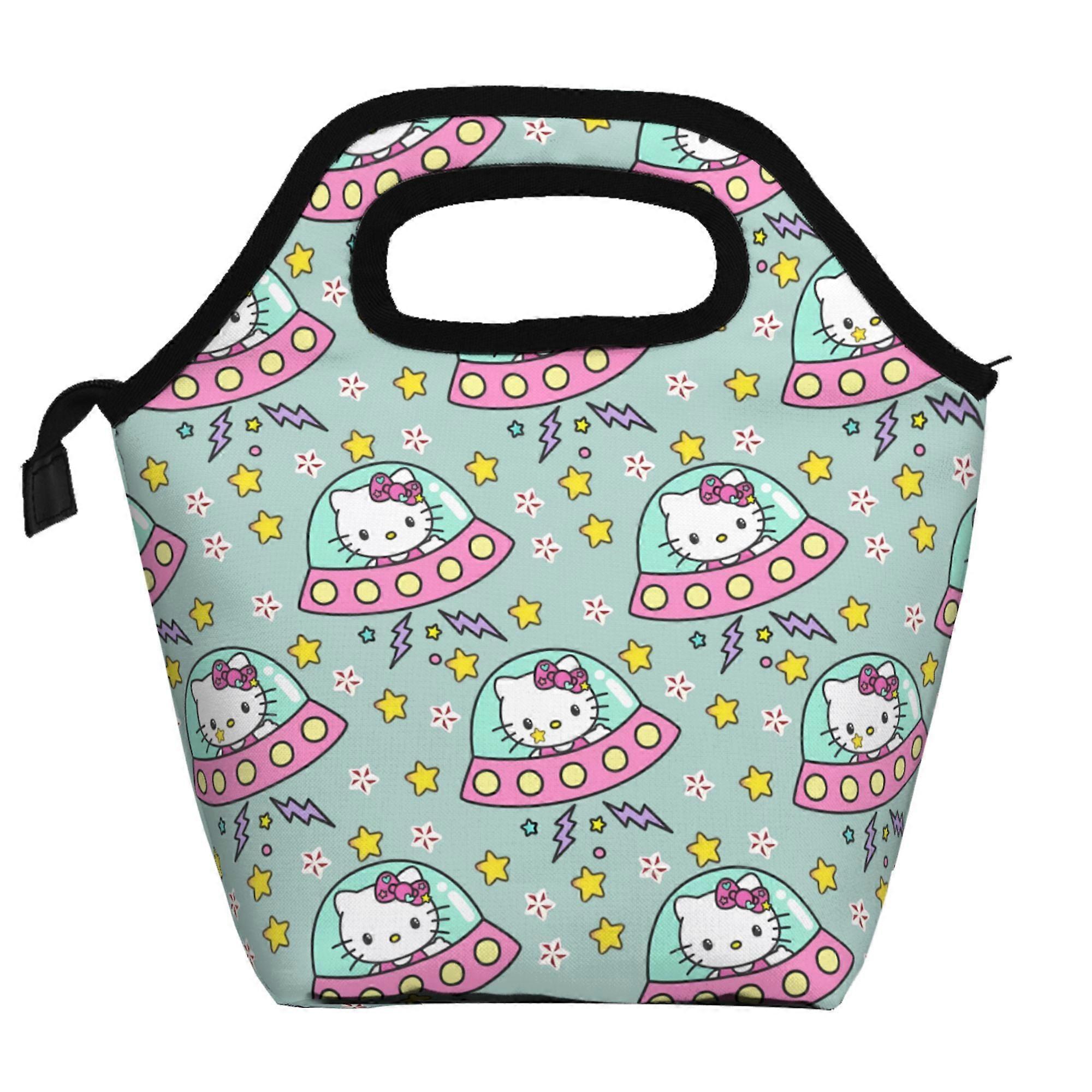 Hello Kitty Lunch Bag Soft Polyester Lunch Bag Portable Insulated Zipper Bento Bag Foldable Reusable Lunch Tote Bag Unisex