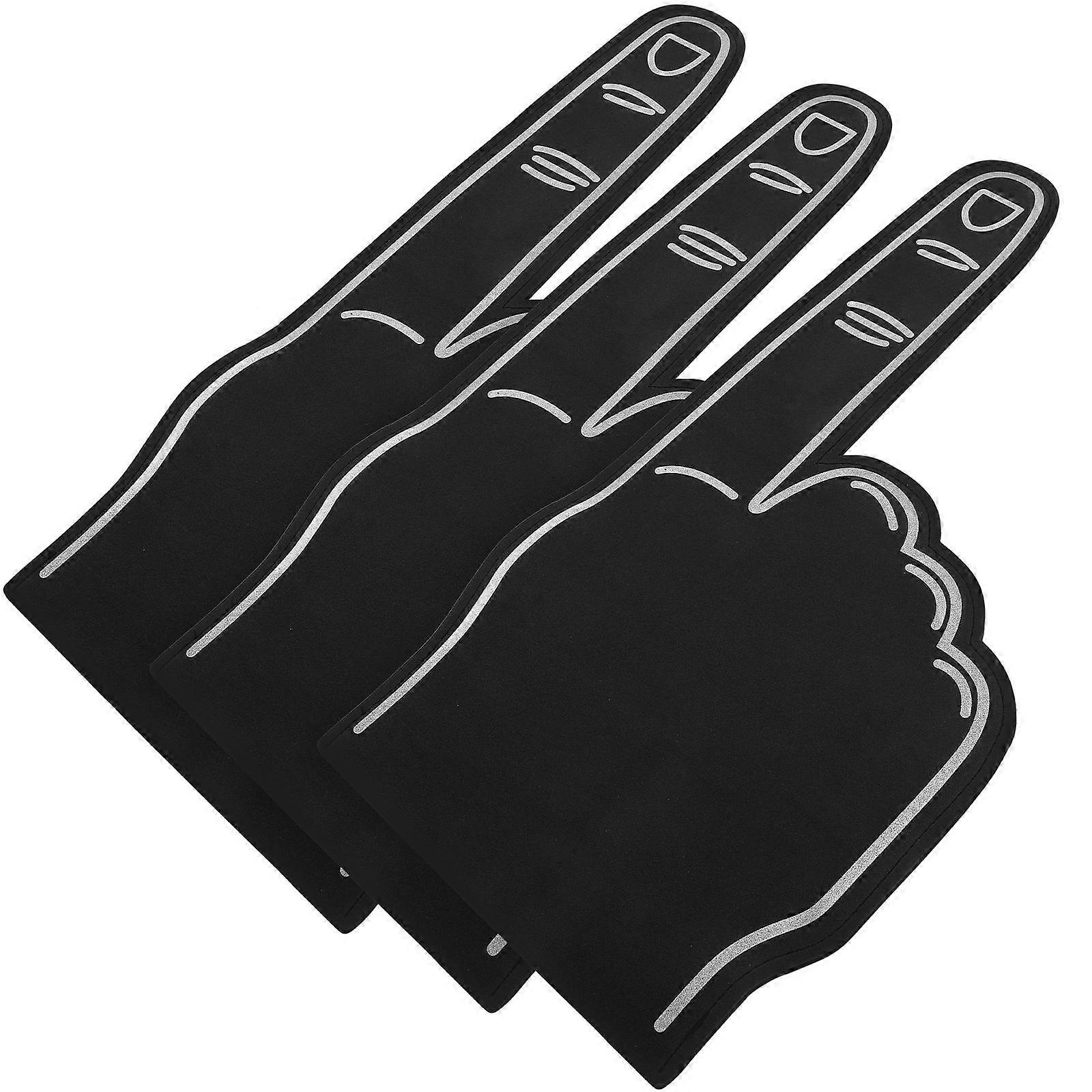 Black Foams Finger Cheer Prop for Sports Event 6 Pieces Hand Set