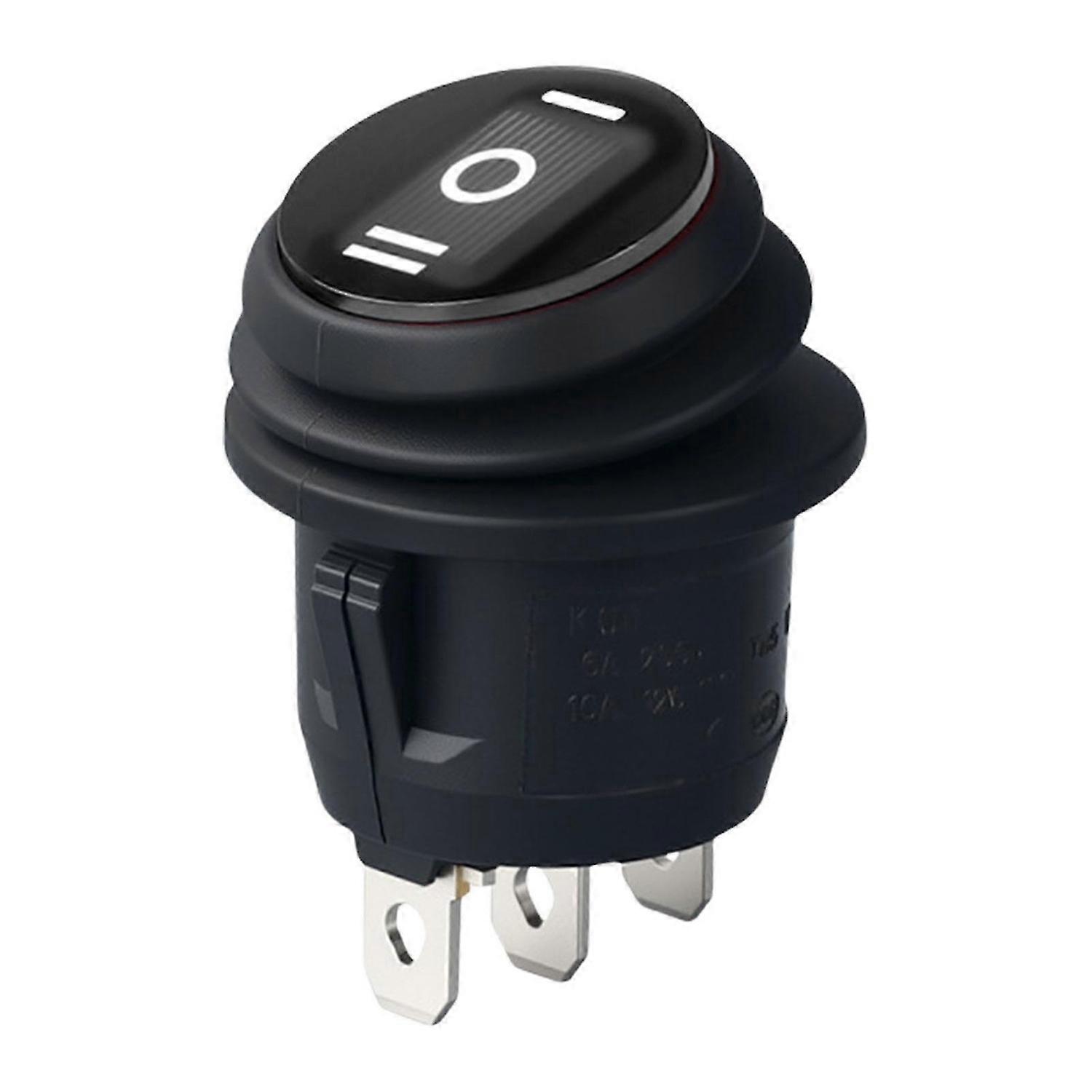 Oil & Water Resistant Round Rocker Switches 3 Pin 3 Position Switches No Light for Easy Installation In Wet environment Red