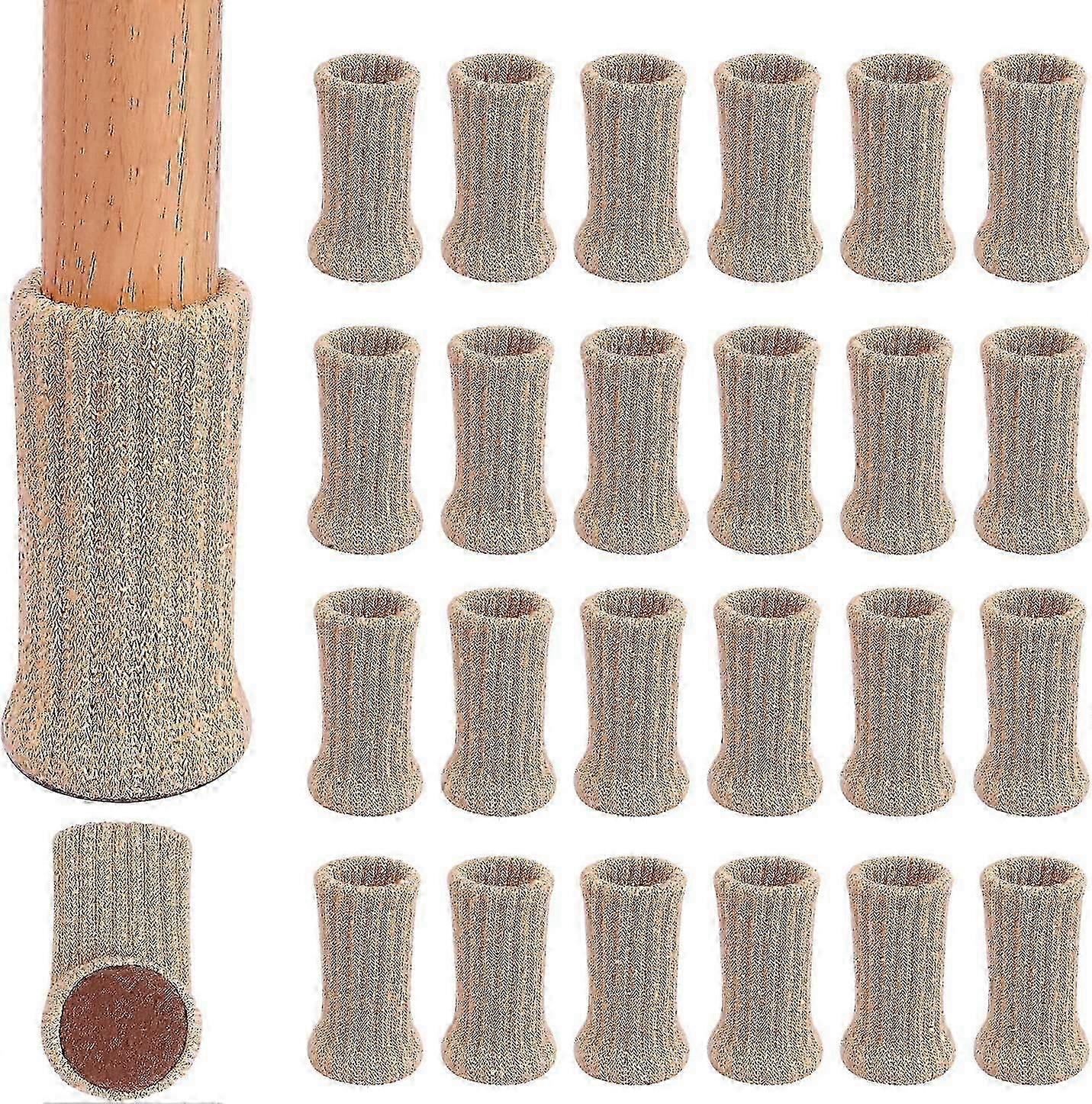 24 قطعة من جوارب الكرسي ، جوارب أرجل أثاث محبوكة عالية المرونة غير قابلة للانزلاق ، واقيات أرضية أسود