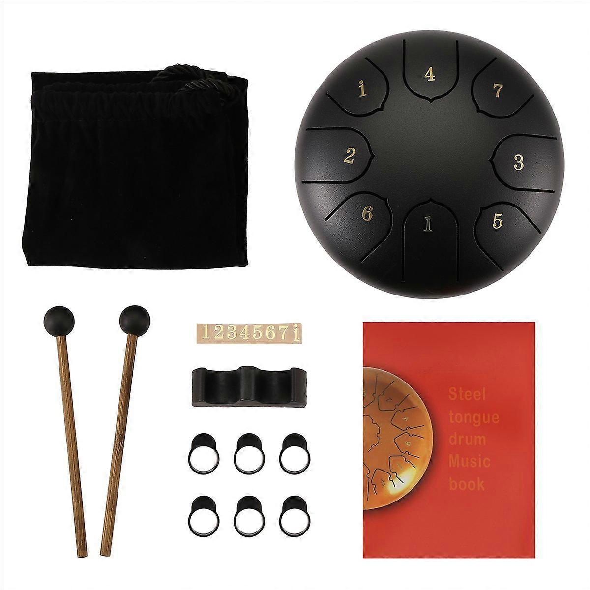 Rain Drum for Outside Garden,6 Inch 8 Notes Chakra Drum(Black)