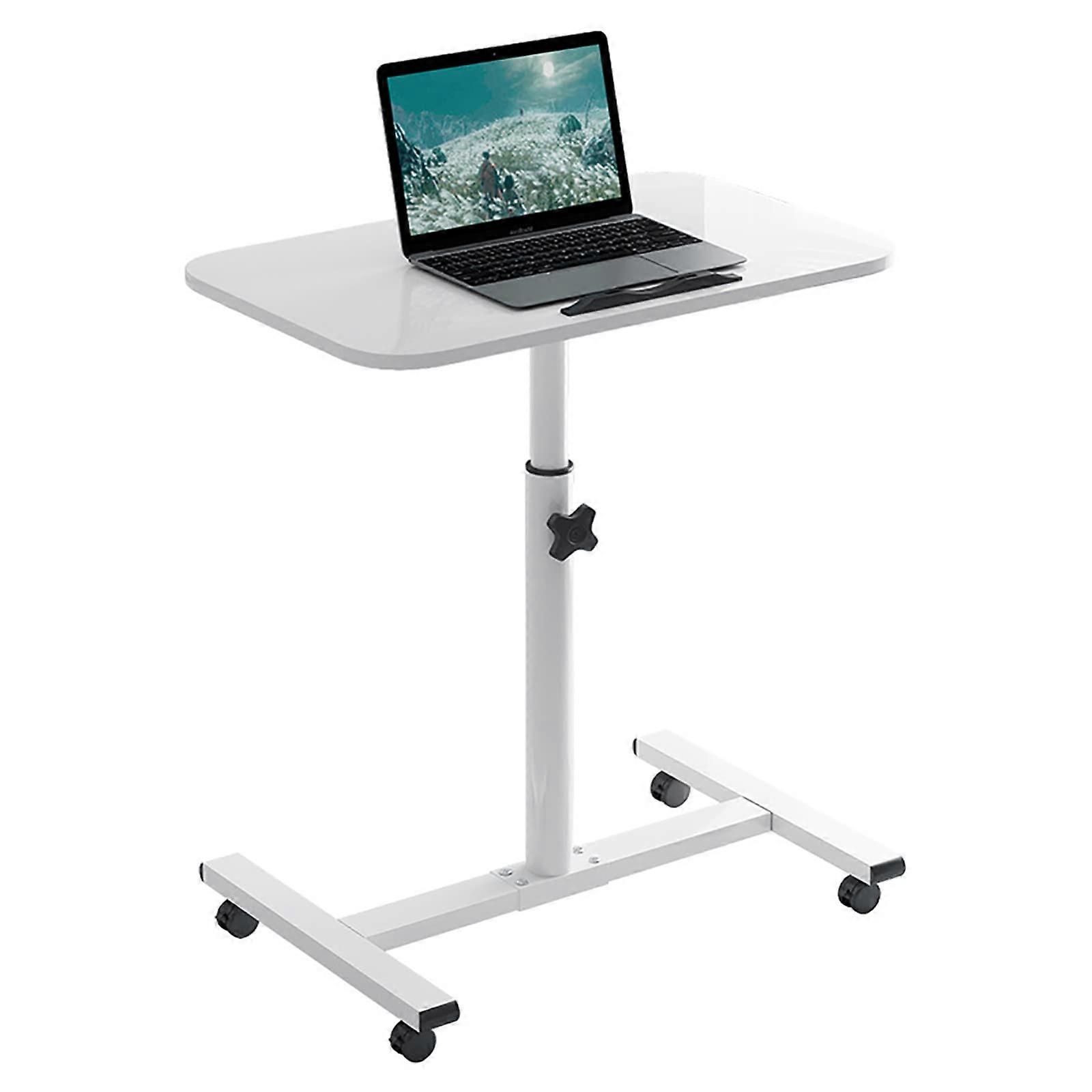 Adjustable Height Mobile Computer Desk With Wheels, Sit Stand Rolling Desk For Small Spaces In Home Office Or Bedroom