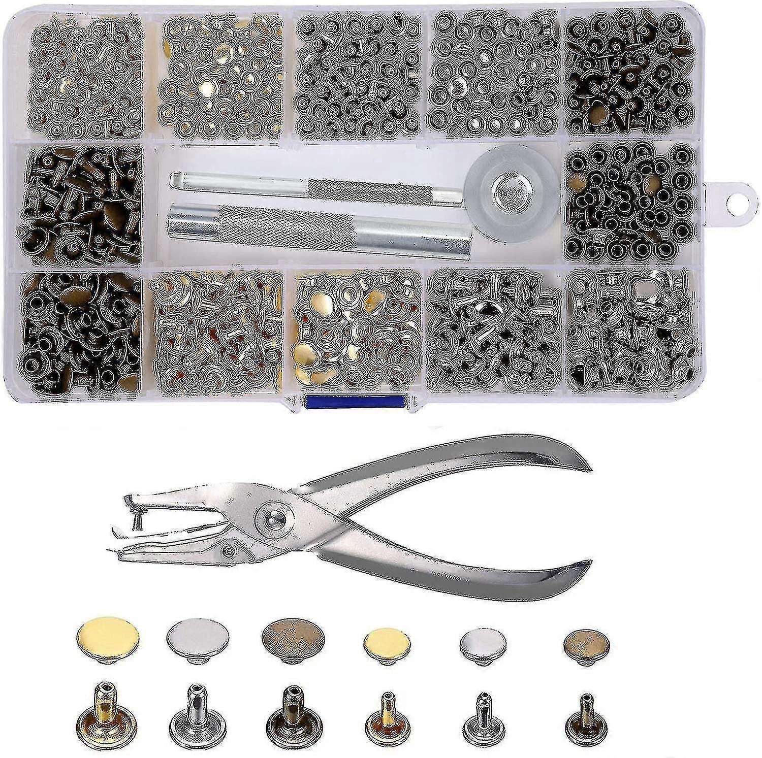Leather Rivets 240 Set 2 Sizes Double Rivet Tubular Metal Studs With 3 Pieces Fixing Tool And Punch Diy Leather Craft Pliers Replacement Rivets 3 Colo