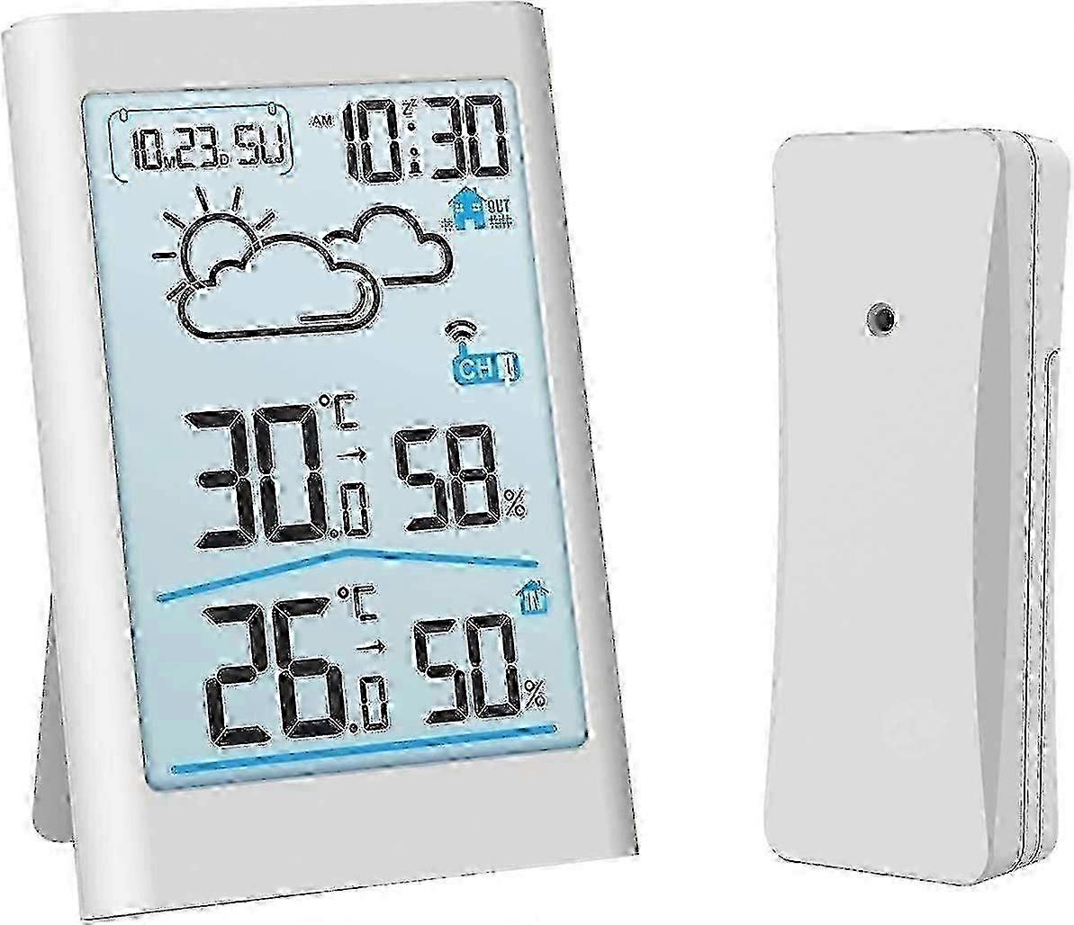 Digital Wireless Weather Station Indoor Outdoor Thermometer with Humidity Sensor for Home and Office Accurate Temperature Display
