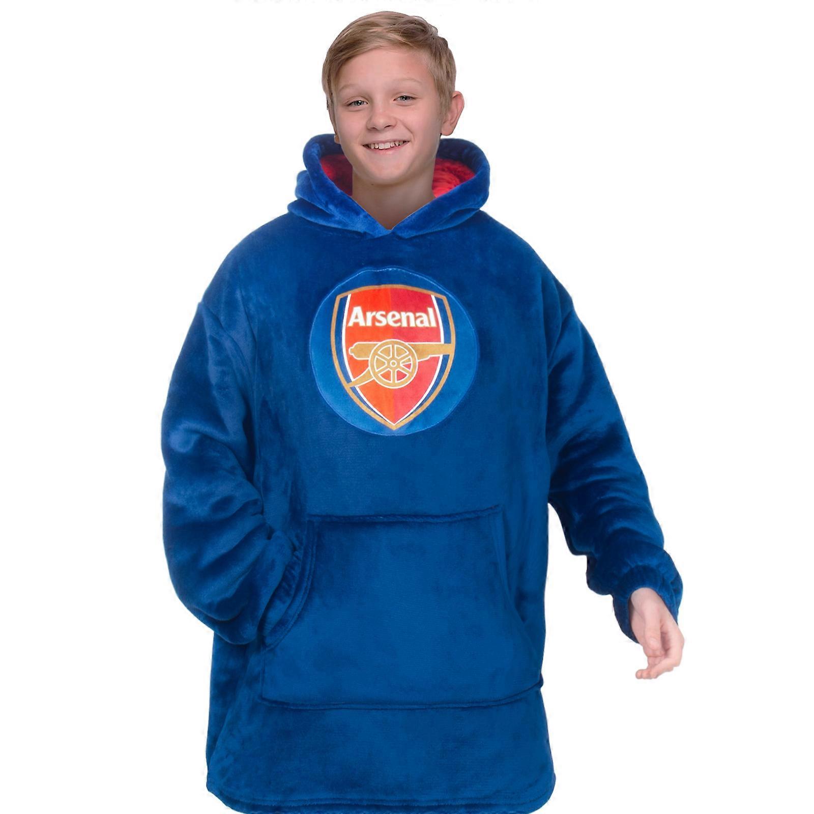 Arsenal F.C. Kids Oversized Hoodie Blanket - Sherpa Fleece Lined Official Football Gift