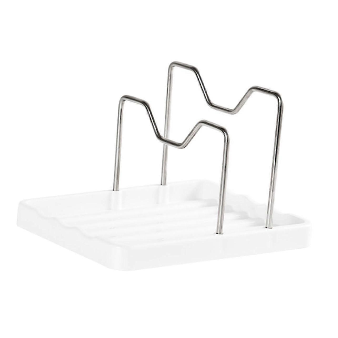 Pot Lid Rack Dish Drainer Spoon Rest Lid Storage Rack Kitchen Accessory Universal Fit Space Saving Countertop Organizer