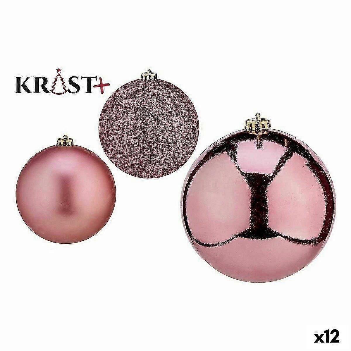 Weihnachtskugeln-Set Krist+ Rosa PVC (12 Stck)