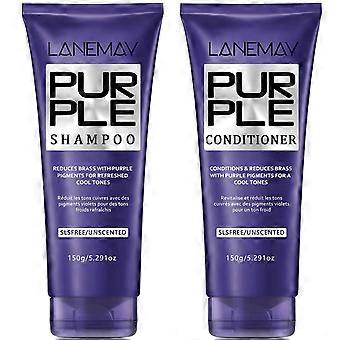 2pcs Purple Hair Shampoo and Conditioner Set for Blonde & Silvery Hair - Deep Conditioning & Neutralize Brassiness, Restore Vibrancy & Cool Tones