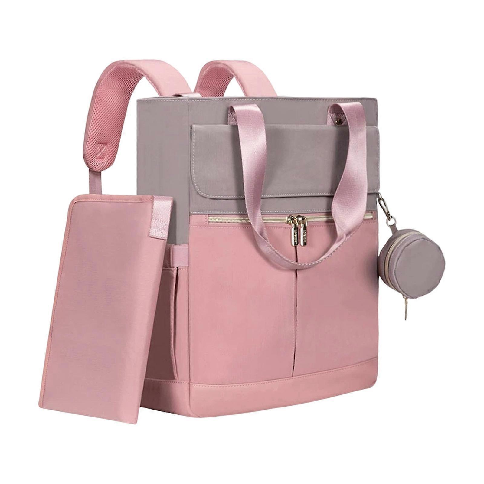 Practical Polyester Diaper Bag Ergonomic Design Quick Access Compartments Mom Backpack Ideal For Busy Moms  Pink
