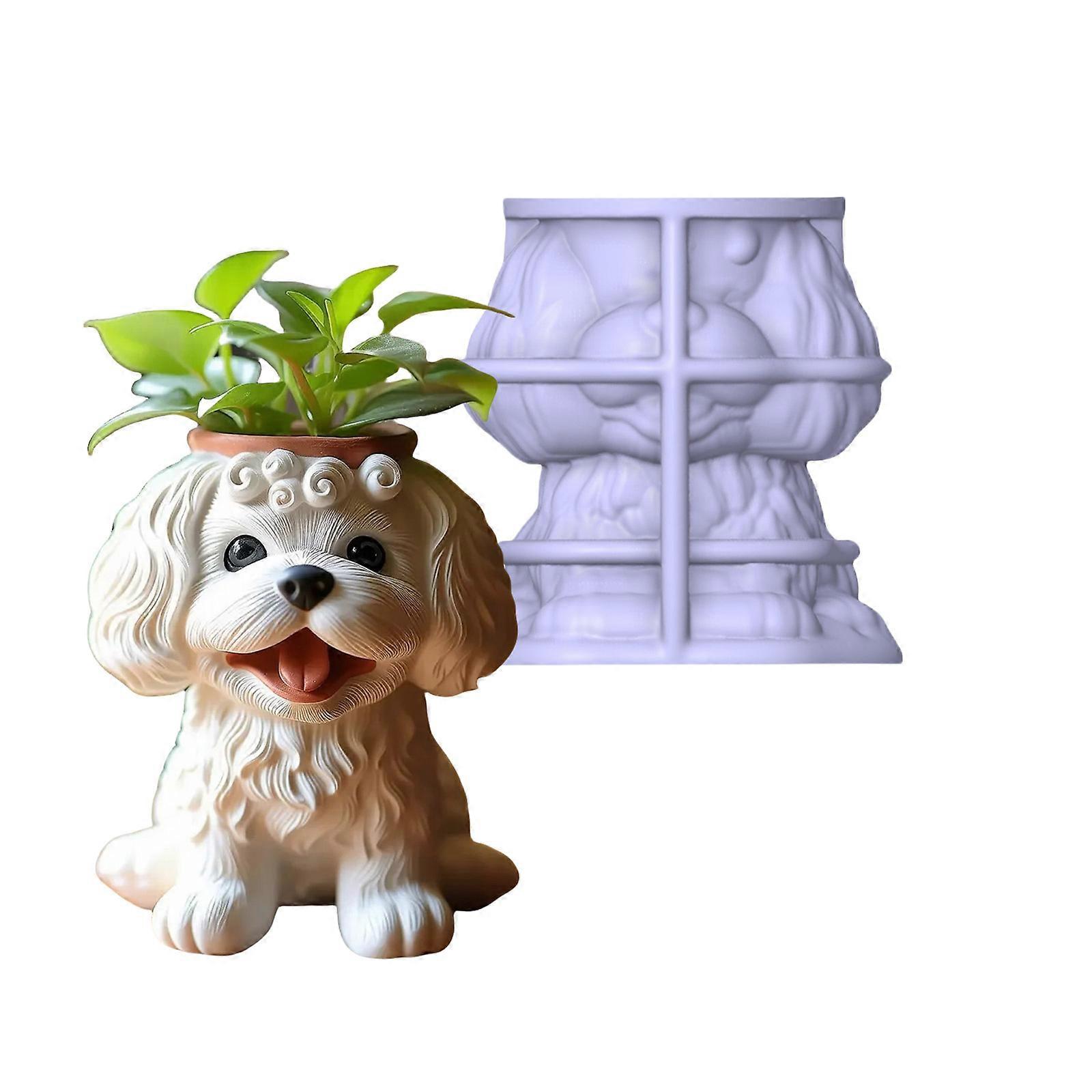 Artistic Silicone Mold For Custom Planters Adorable Dog Shape Stylish Reusable Template Crafting And Gardening Accessory Multicolor
