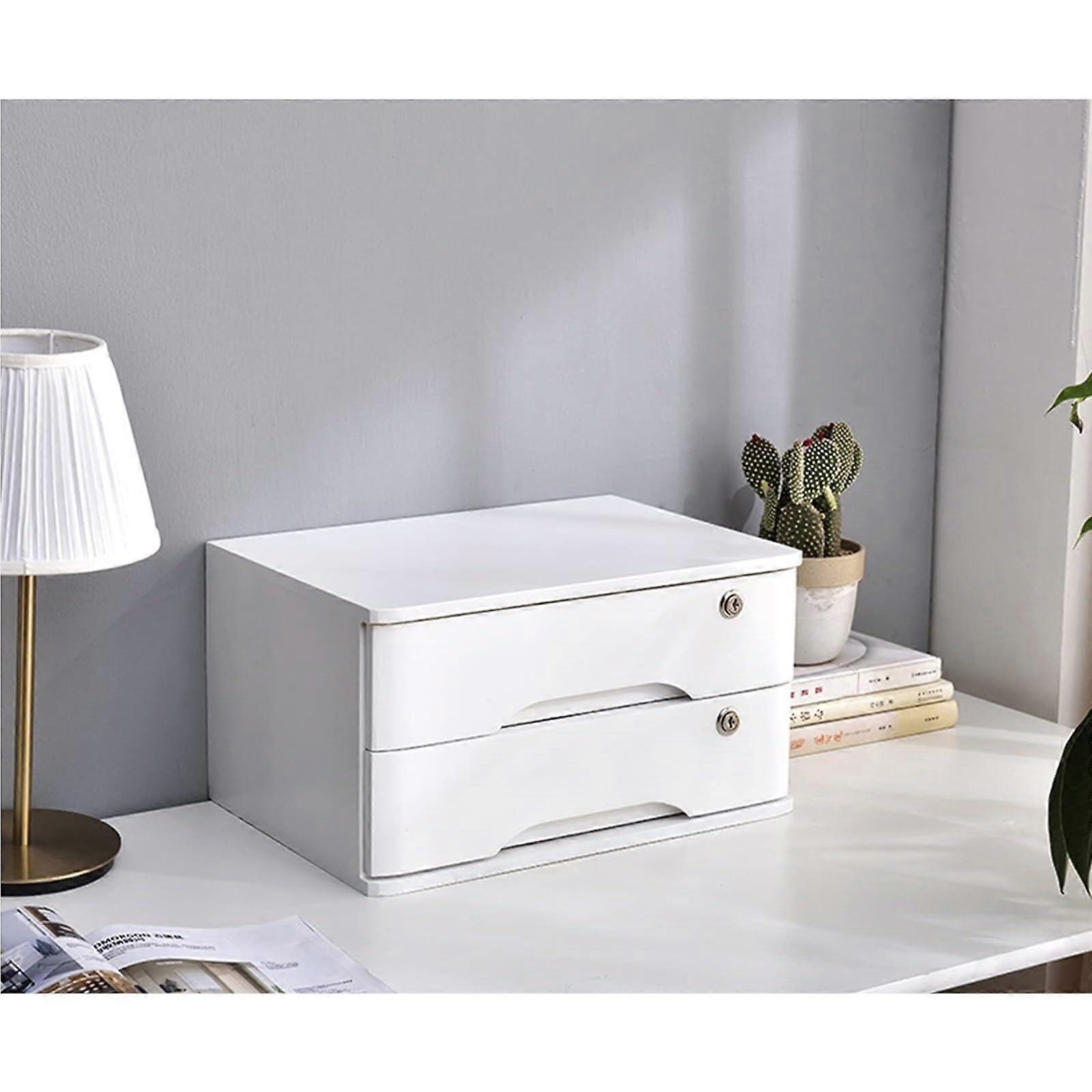 Solid Wood File Cabinet with Lock, 2 Drawer Rustic Desk Storage Organizer for Office, Home, School